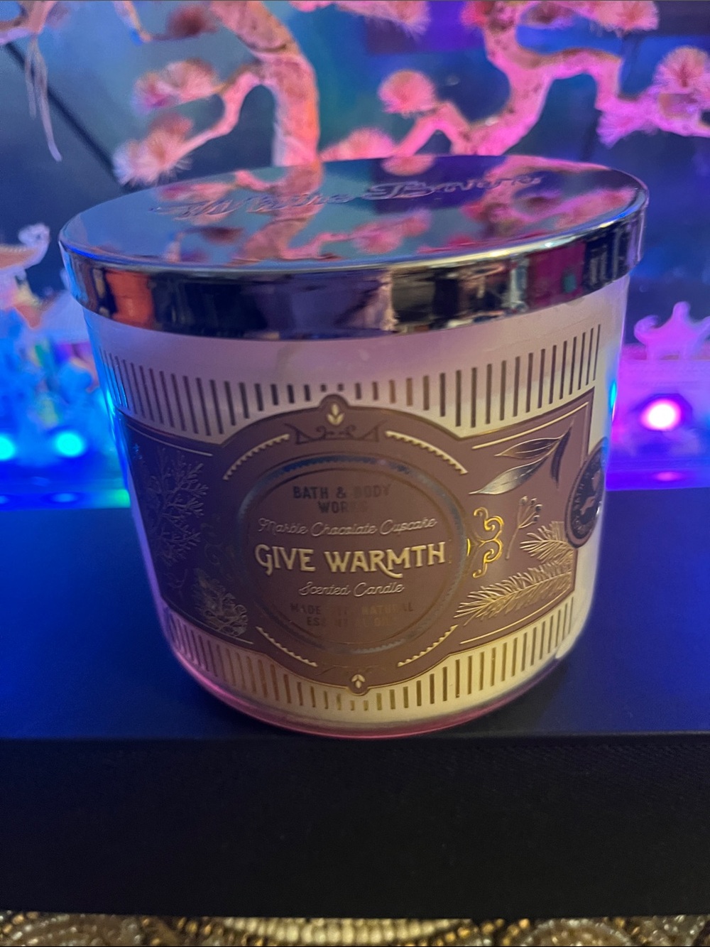 Bath & Body Works Give Warmth Scented Candle - Pink with Gold Accents